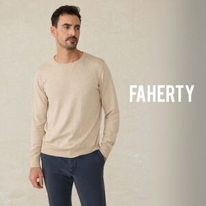 Faherty Movement Crewneck Sweater - Soft Dune Heather